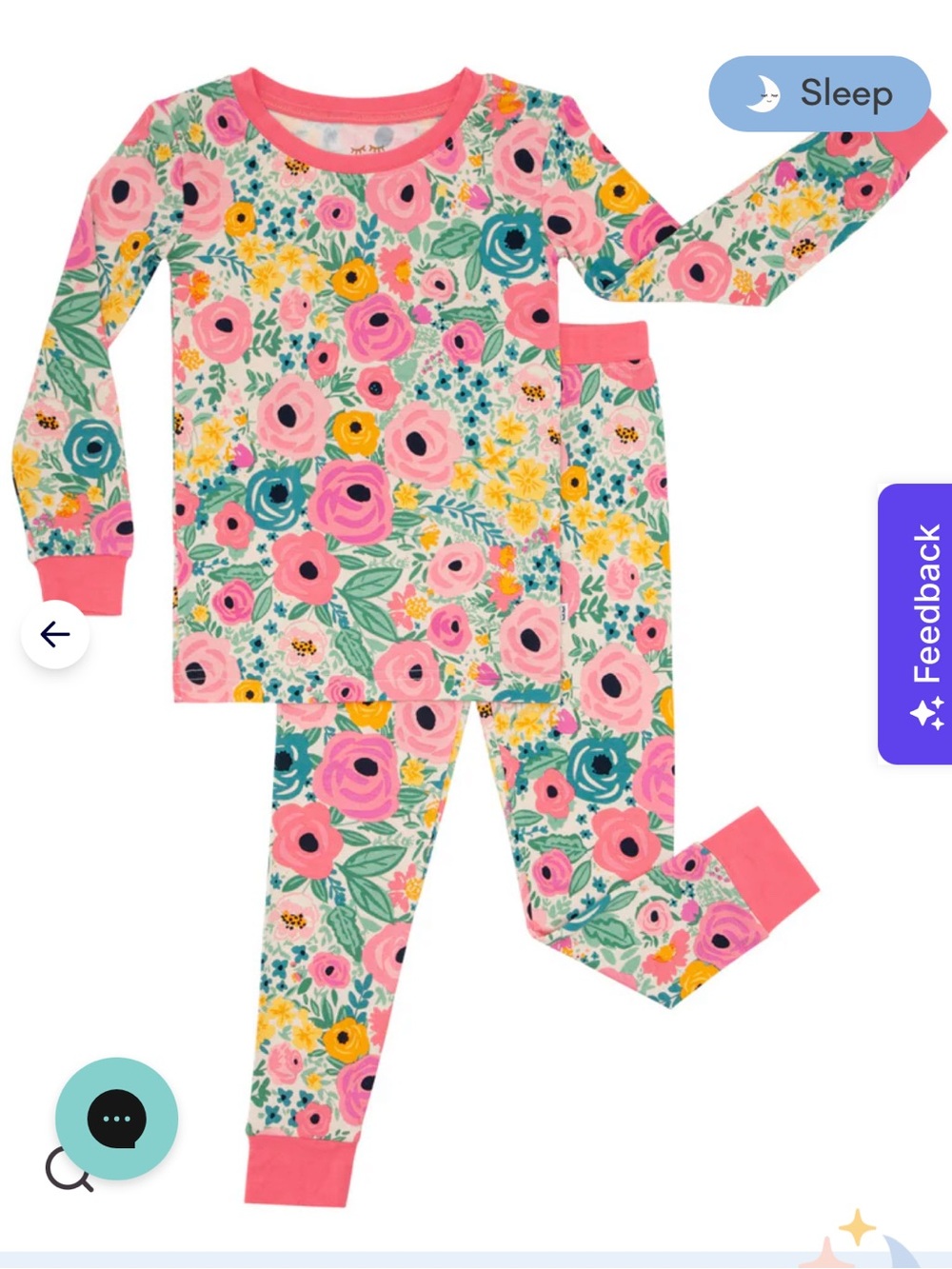 Little Sleepies Secret Garden Two-Piece Pajama Set – Size 7/8 – NWT